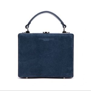 Brandon Blackwood Trunk Bag | Navy Blue Suede